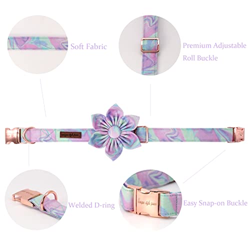 Unique Style Paws Adjustable Dog Collar with Detachable Flower – Durable Cotton & Metal for Small, Medium, Large Dogs