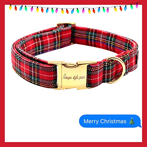 Unique Style Paws Christmas Dog Collar with Removable Bow Tie - Adjustable Cotton Collar for Small, Medium, Large Dogs