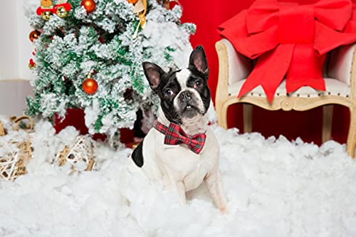 Unique Style Paws Christmas Dog Collar with Removable Bow Tie - Adjustable Cotton Collar for Small, Medium, Large Dogs