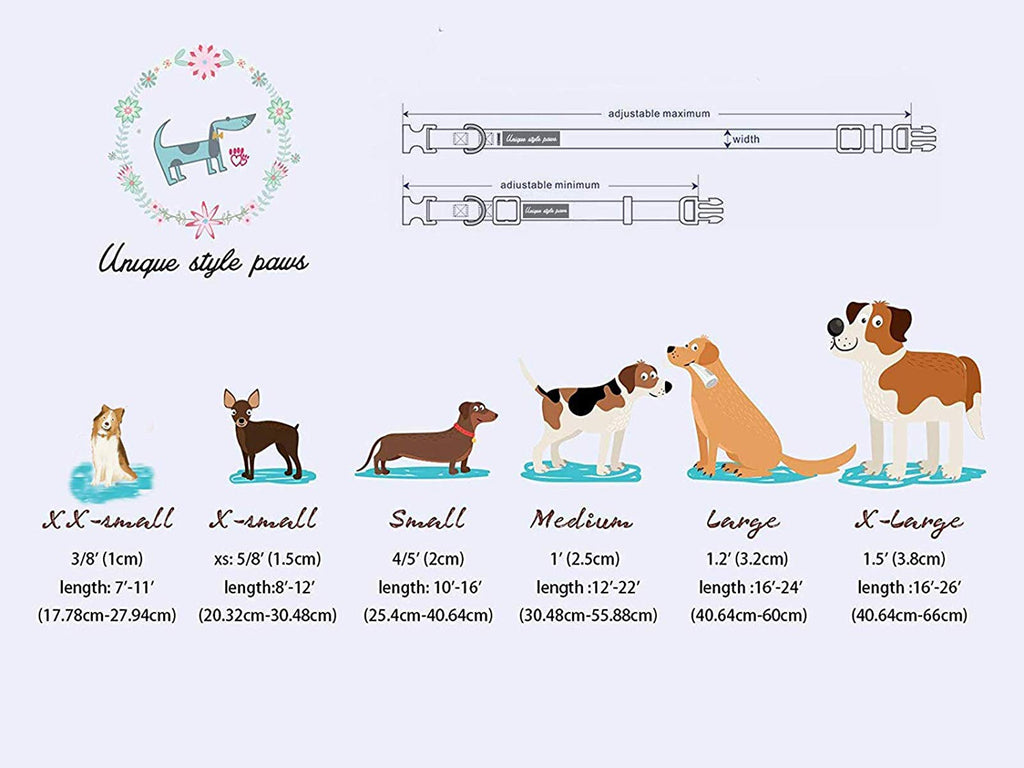Unique Style Paws Christmas Dog Collar with Removable Bow Tie - Adjustable Cotton Collar for Small, Medium, Large Dogs