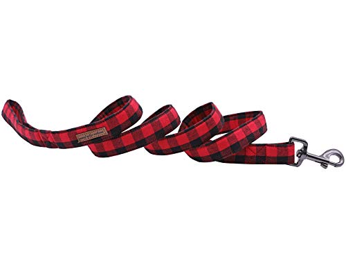 Unique style paws Cotton Dog Leash - Black and Red, Size M (1in x 5ft) with Soft Handle