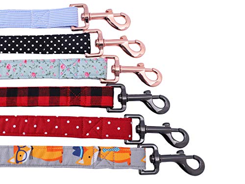 Unique style paws Cotton Dog Leash - Black and Red, Size M (1in x 5ft) with Soft Handle
