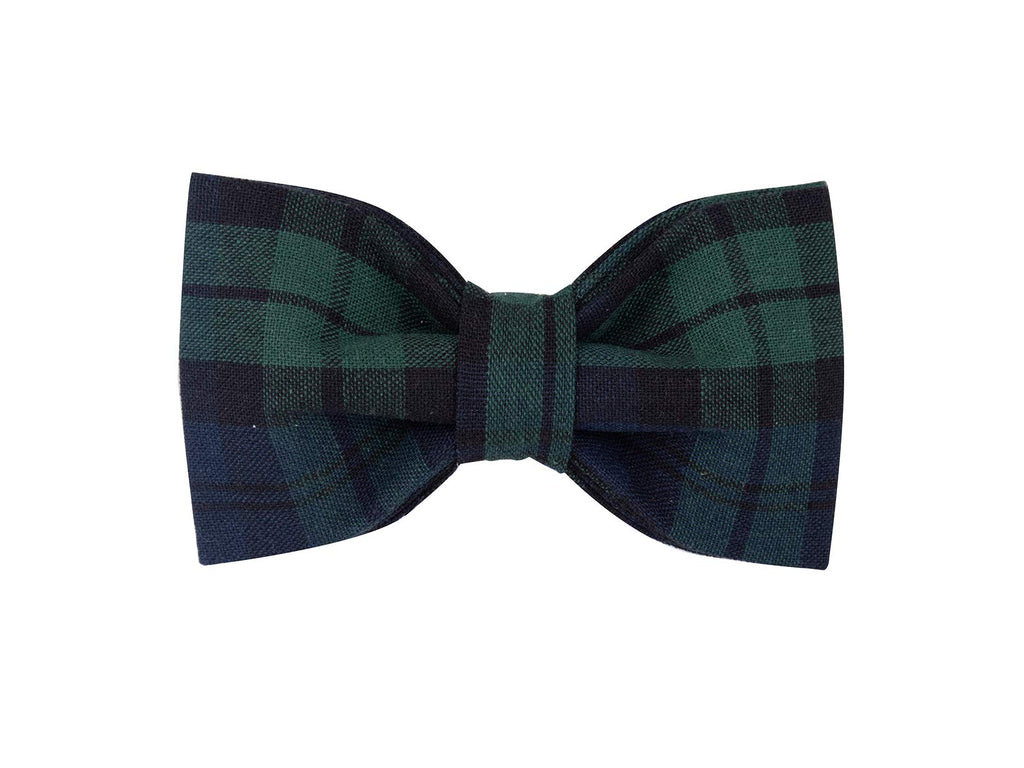 Unique style paws Green Plaid Dog Collar with Bowtie - Adjustable Cotton Collar for Small to Large Dogs, M Size