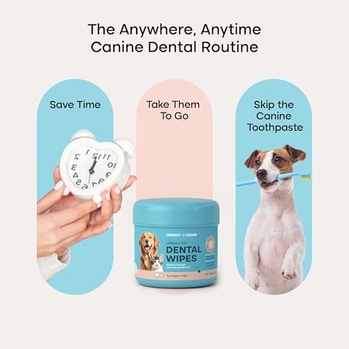 Uproot Clean Pet Dental Finger Wipes (50 Count) – Easy Cat and Dog Teeth Cleaning for Plaque, Tartar, and Bad Breath