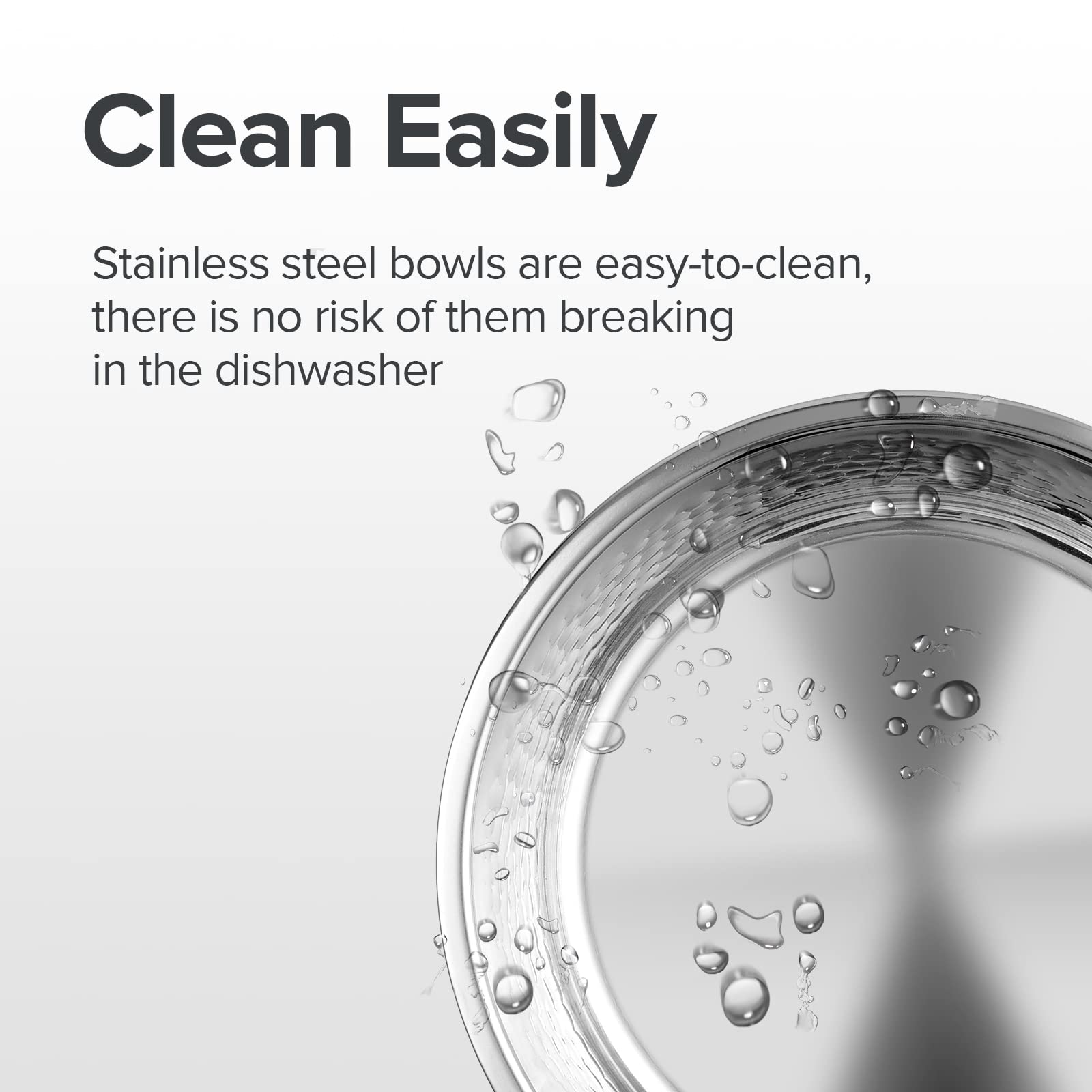 URBUDDIES 2 Pack Hammered Stainless Steel Dog Bowls – 8 Cup Non-Slip with Gray Rubber Bottom, Dishwasher Safe