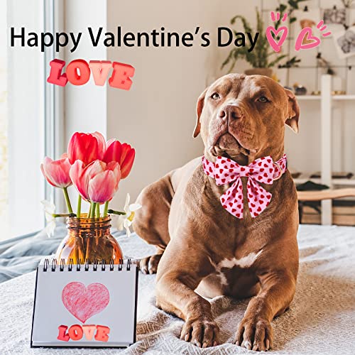 Valentine's Day Dog Collar with Bowtie – ARING PET Pink Heart, Cotton, Adjustable, Metal Buckle