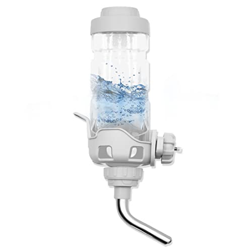 Vannon 20oz Dog Water Dispenser for Cages - BPA Free, Stainless Steel Nozzle, Grey