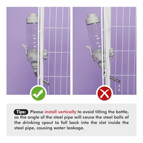 Vannon 20oz Dog Water Dispenser for Cages - BPA Free, Stainless Steel Nozzle, Grey
