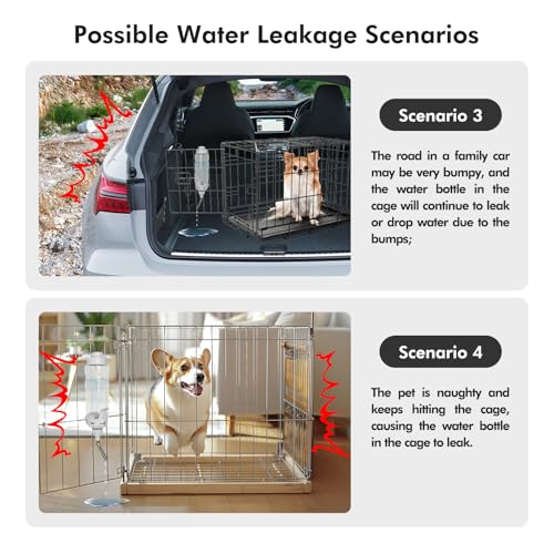 Vannon 20oz Dog Water Dispenser for Cages - BPA Free, Stainless Steel Nozzle, Grey