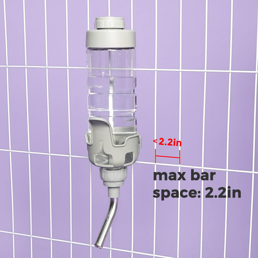 Vannon 20oz Dog Water Dispenser for Cages - BPA Free, Stainless Steel Nozzle, Grey