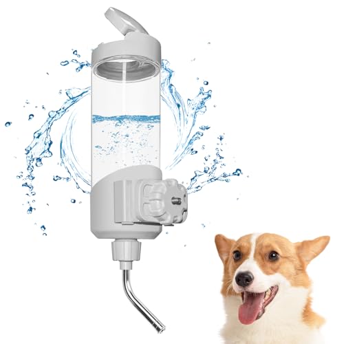 VANNON 23oz Top-Fill Crate Water Bottle for Dogs, Cats & Rabbits – BPA-Free One-Piece Nozzle, Grey