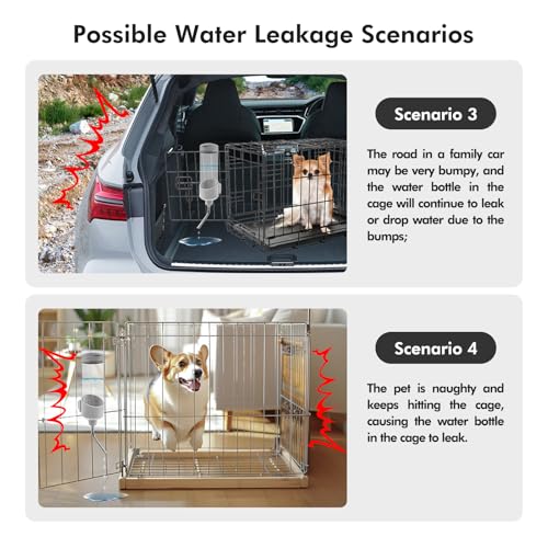VANNON 23oz Top-Fill Crate Water Bottle for Dogs, Cats & Rabbits – BPA-Free One-Piece Nozzle, Grey