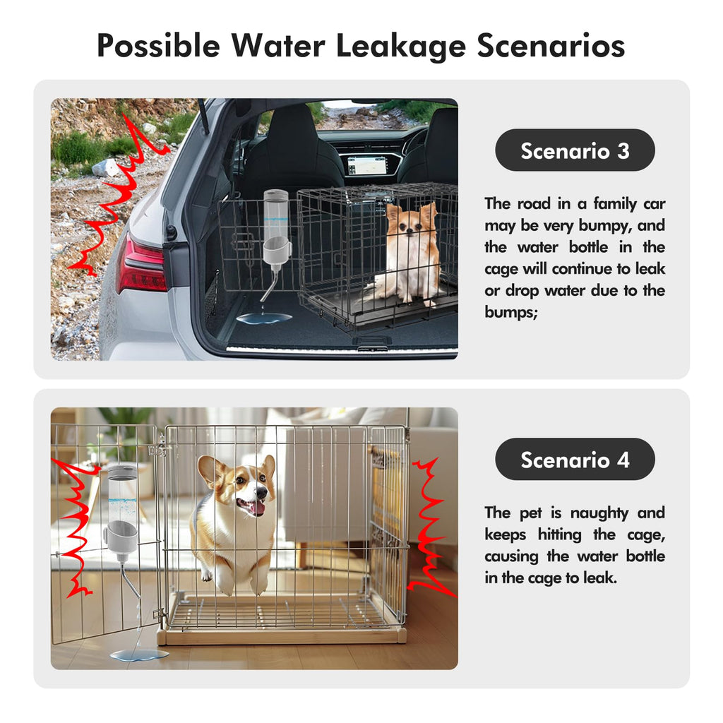 VANNON 23oz Top-Fill Crate Water Bottle for Dogs, Cats & Rabbits – BPA-Free One-Piece Nozzle, Grey
