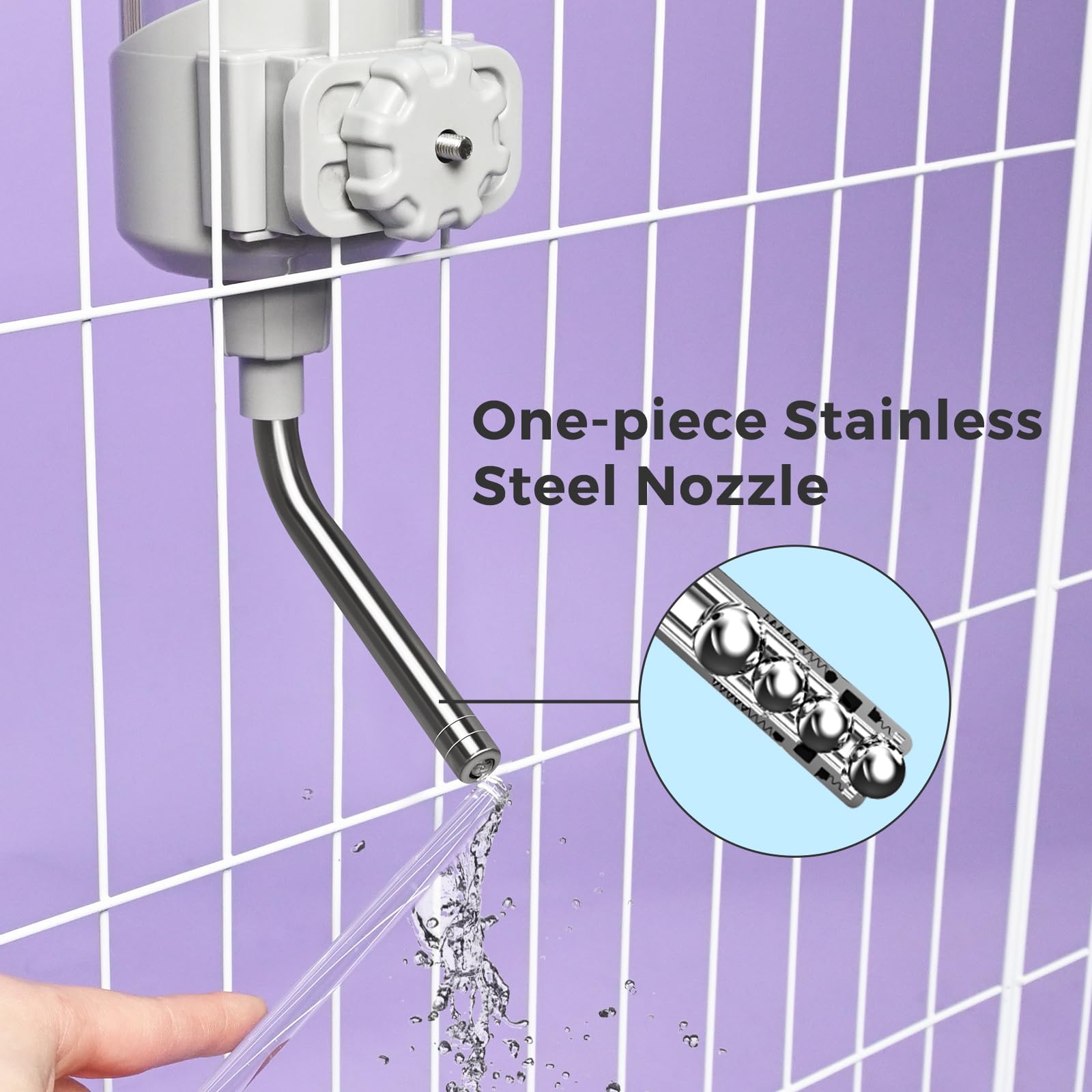 VANNON 23oz Top-Fill Crate Water Bottle for Dogs, Cats & Rabbits – BPA-Free One-Piece Nozzle, Grey