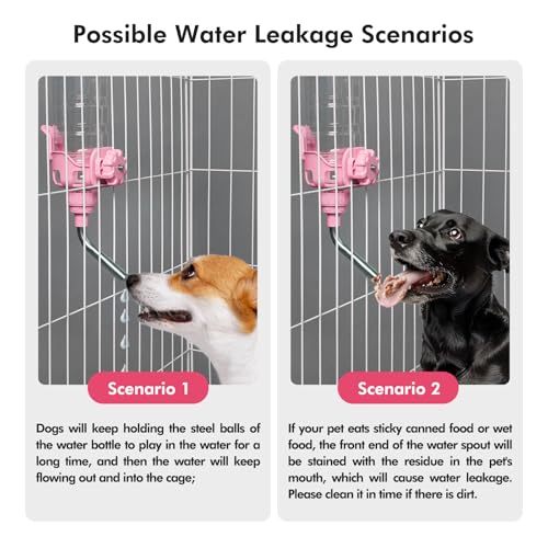 Vannon 34oz Pink Crate Water Bottle for Dogs, Cats & Rabbits - BPA Free, 12mm Nozzle