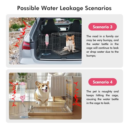 Vannon 34oz Pink Crate Water Bottle for Dogs, Cats & Rabbits - BPA Free, 12mm Nozzle