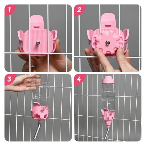 Vannon 34oz Pink Crate Water Bottle for Dogs, Cats & Rabbits - BPA Free, 12mm Nozzle