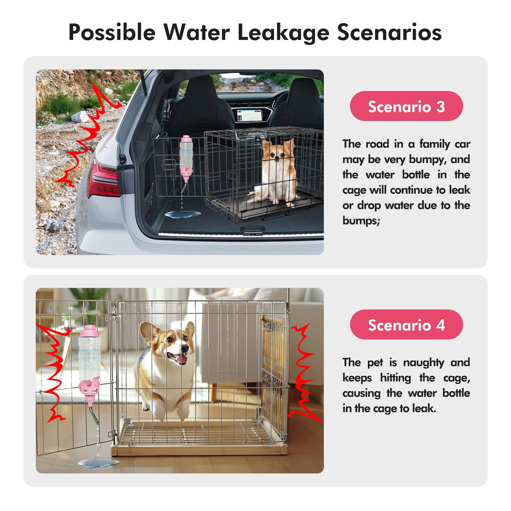 Vannon 34oz Pink Crate Water Bottle for Dogs, Cats & Rabbits - BPA Free, 12mm Nozzle