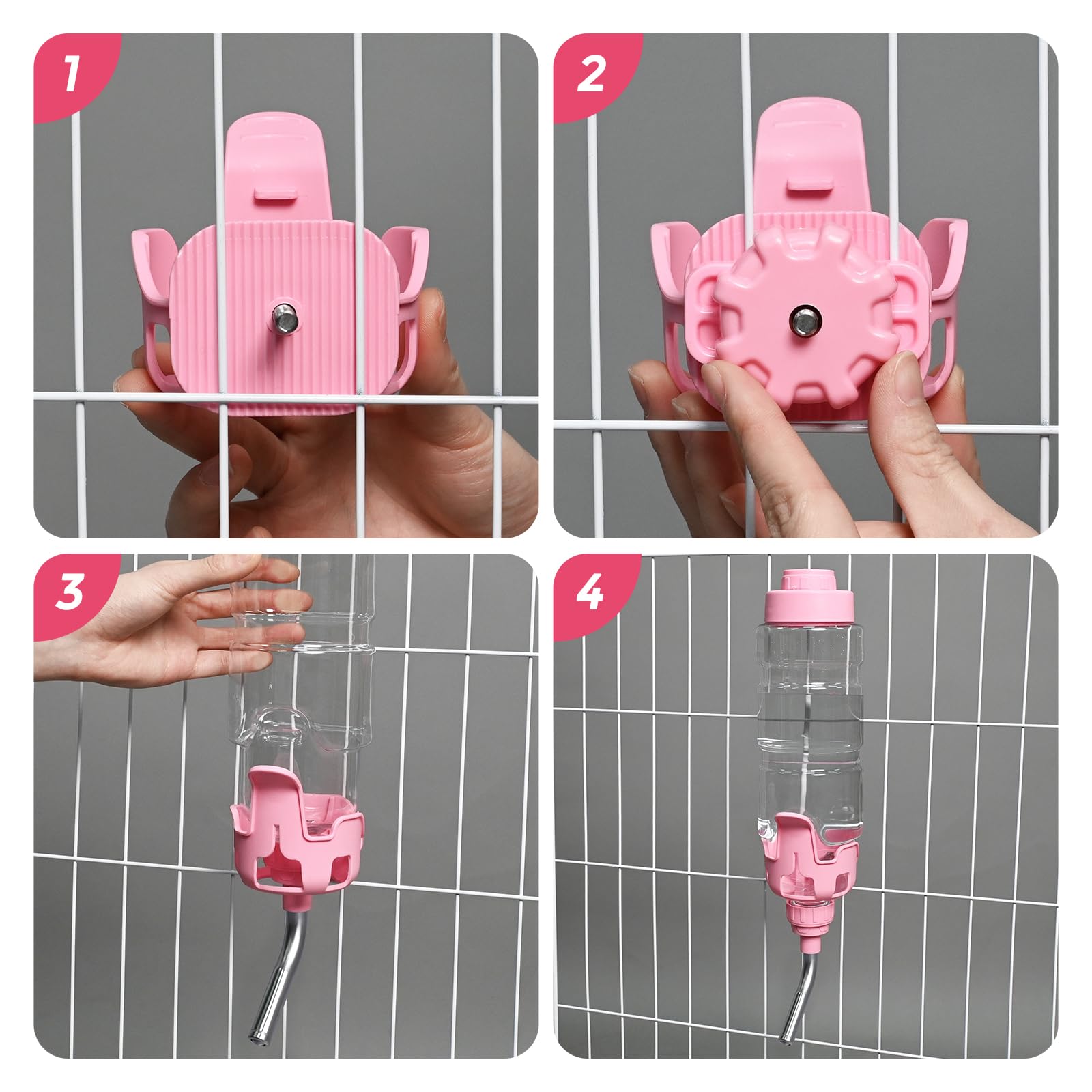 Vannon 34oz Pink Crate Water Bottle for Dogs, Cats & Rabbits - BPA Free, 12mm Nozzle