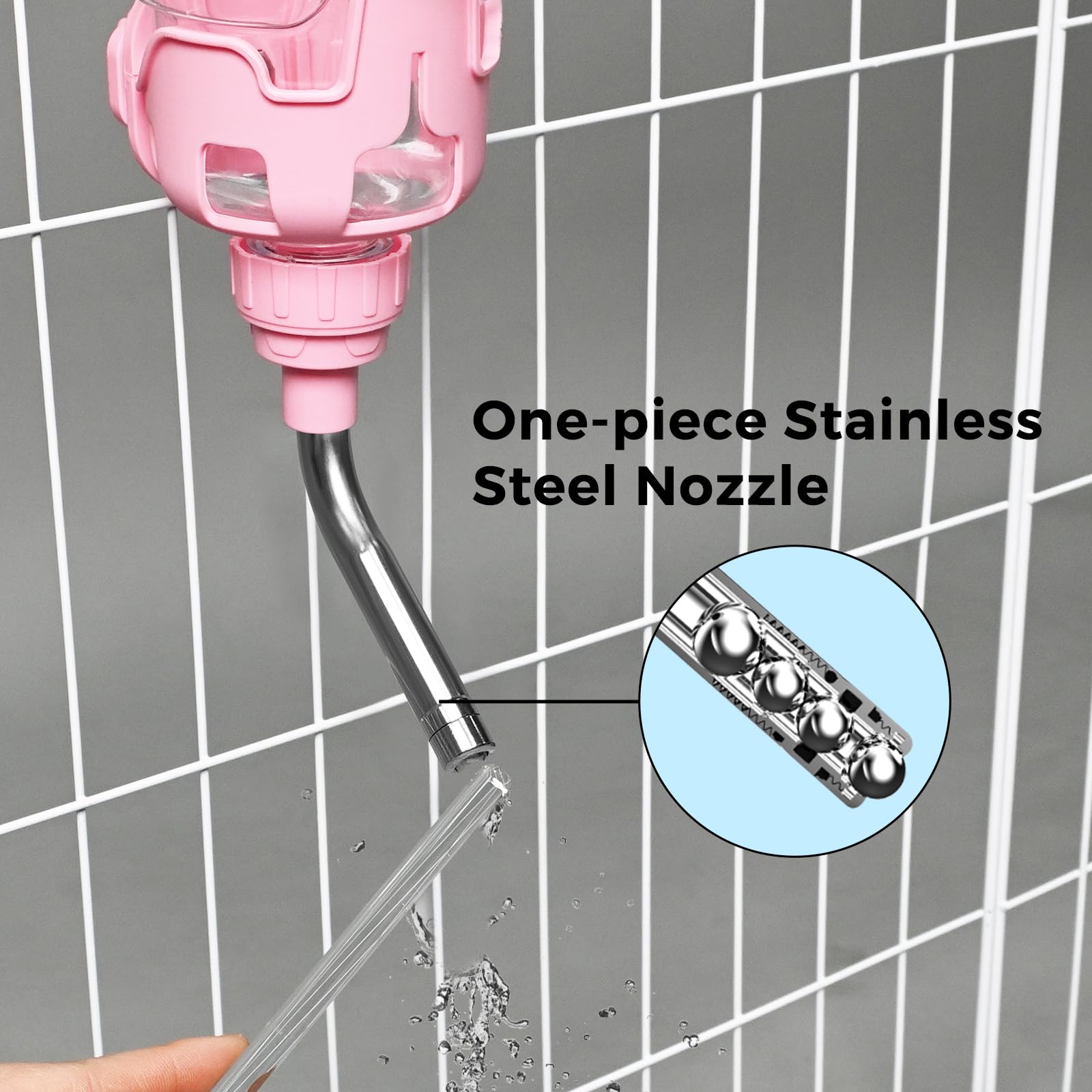 Vannon 34oz Pink Crate Water Bottle for Dogs, Cats & Rabbits - BPA Free, 12mm Nozzle
