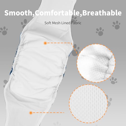 Vecomfy 5-Pack Reusable Dog Belly Bands for Small Male Dogs – Washable, Leakproof, Adjustable Waist (Gray/Blue/Green/Purple/Brown)