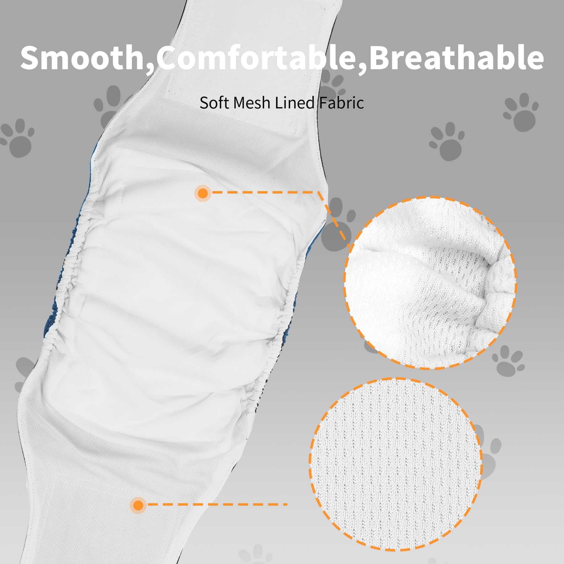 Vecomfy 5-Pack Reusable Dog Belly Bands for Small Male Dogs – Washable, Leakproof, Adjustable Waist (Gray/Blue/Green/Purple/Brown)