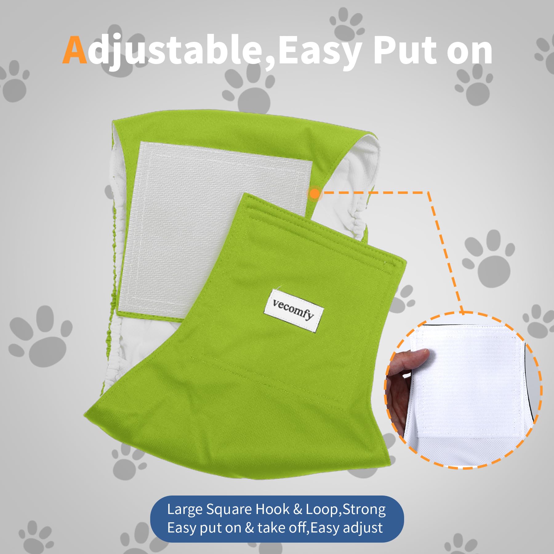 Vecomfy 5-Pack Reusable Dog Belly Bands for Small Male Dogs – Washable, Leakproof, Adjustable Waist (Gray/Blue/Green/Purple/Brown)