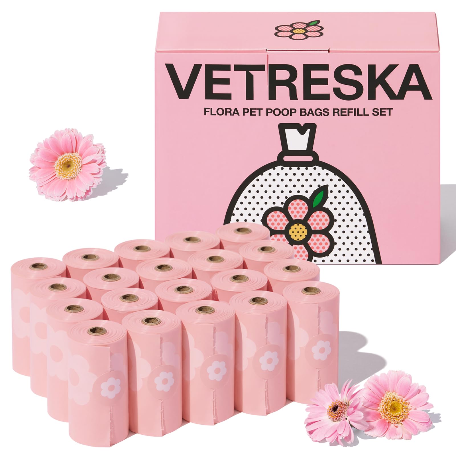 VETRESKA Lavender Scented Dog Poop Bags 300 Count - Leak Proof & Extra Thick Waste Bags for Dogs and Cats, 9x13 Inches