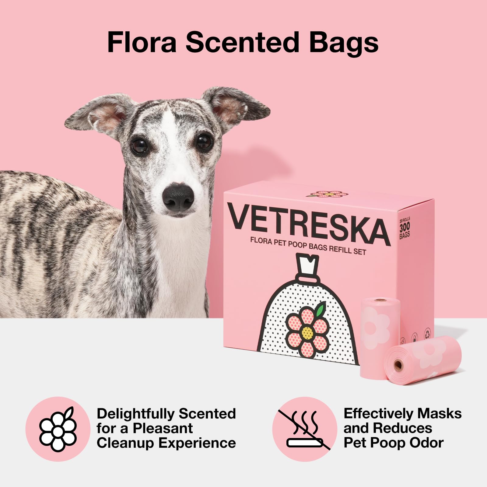 VETRESKA Lavender Scented Dog Poop Bags 300 Count - Leak Proof & Extra Thick Waste Bags for Dogs and Cats, 9x13 Inches