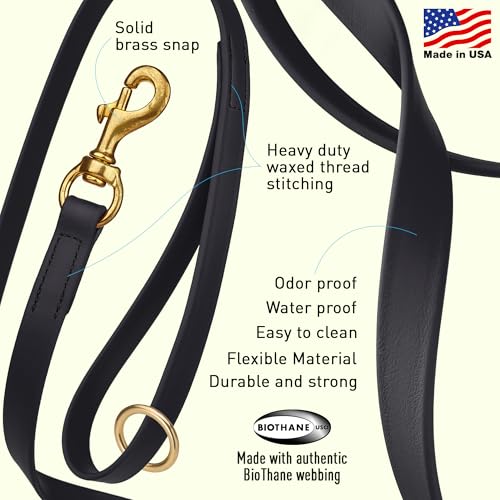 Viper Biothane Working Dog Lead 6ft Black – Waterproof, 750lb Breaking Strength