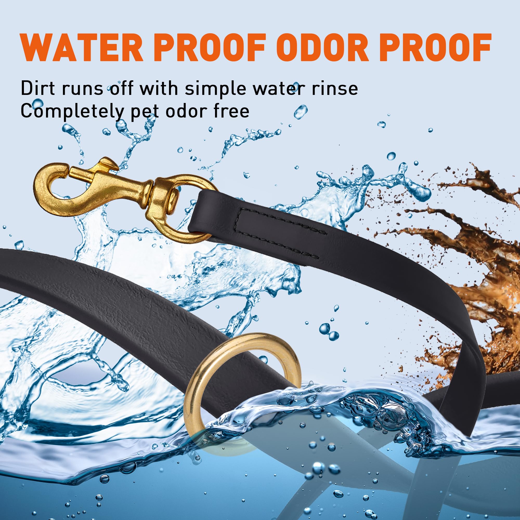Viper Biothane Working Dog Lead 6ft Black – Waterproof, 750lb Breaking Strength
