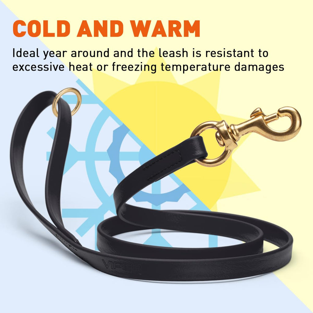 Viper Biothane Working Dog Lead 6ft Black – Waterproof, 750lb Breaking Strength