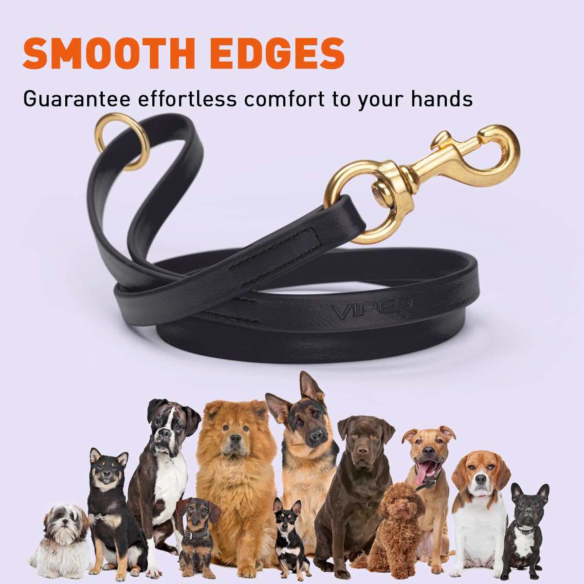 Viper Biothane Working Dog Lead 6ft Black – Waterproof, 750lb Breaking Strength