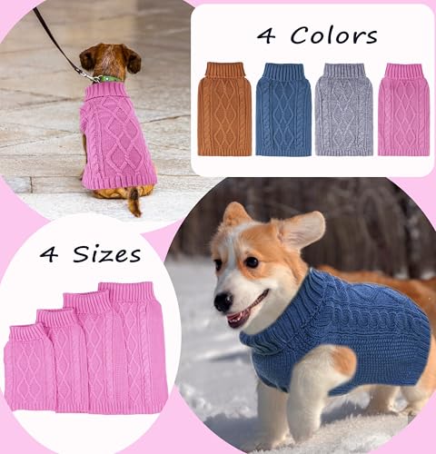 viunimo Blue Turtleneck Dog Sweater - Large for Small Breeds (Bust 18.11")