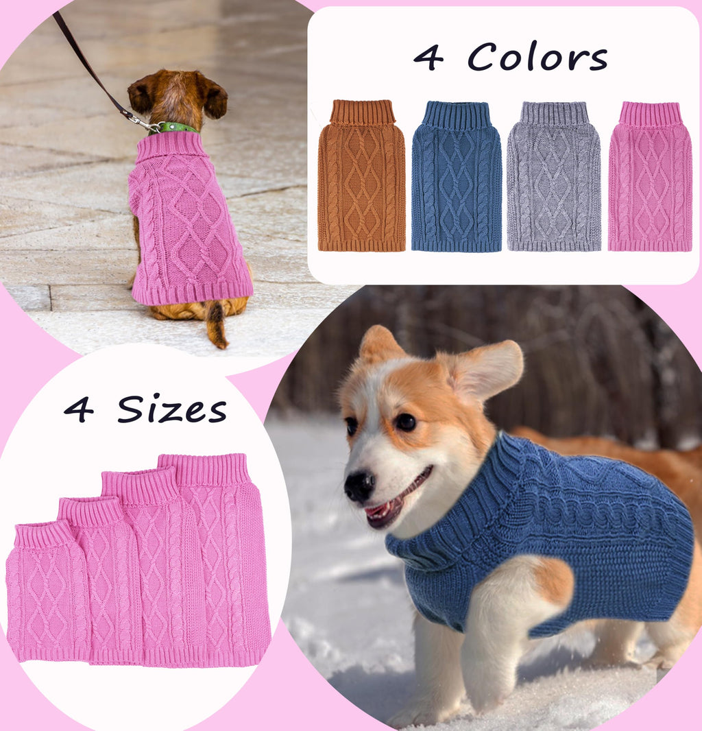 viunimo Blue Turtleneck Dog Sweater - Large for Small Breeds (Bust 18.11")