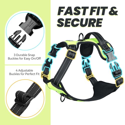 VIVAGLORY No Pull Dog Harness XS - Easy Walk with Front & Back Clips, Padded, Bright Yellow