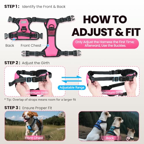 VIVAGLORY No Pull Dog Harness XS - Easy Walk with Front & Back Clips, Padded, Bright Yellow