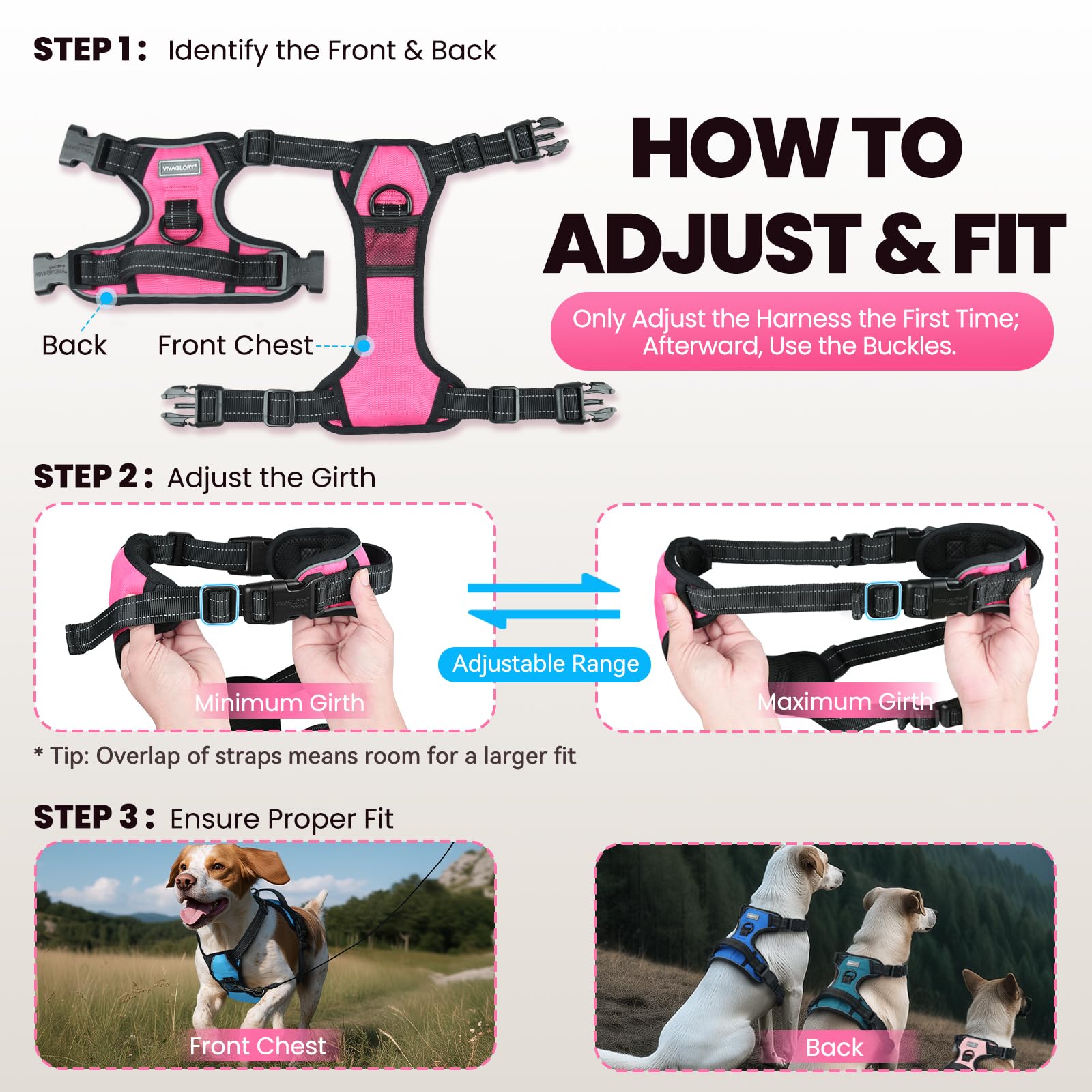 VIVAGLORY No Pull Dog Harness XS - Easy Walk with Front & Back Clips, Padded, Bright Yellow