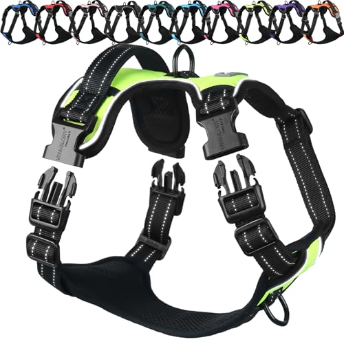 VIVAGLORY No Pull Dog Harness XS - Easy Walk with Front & Back Clips, Padded, Bright Yellow