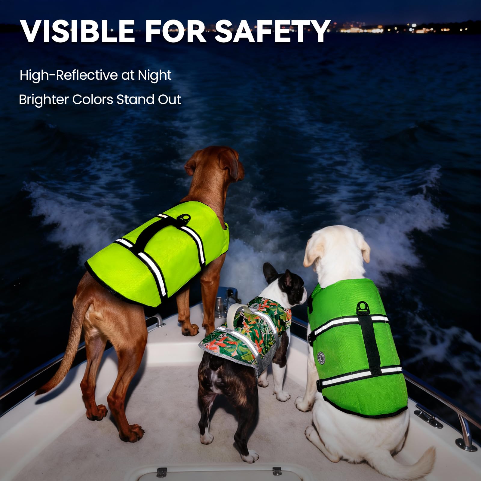 VIVAGLORY Rip Stop Dog Life Vest XS Bright Green - Buoyancy Swimming Vest for Small Dogs with Handle and Reflective Trim