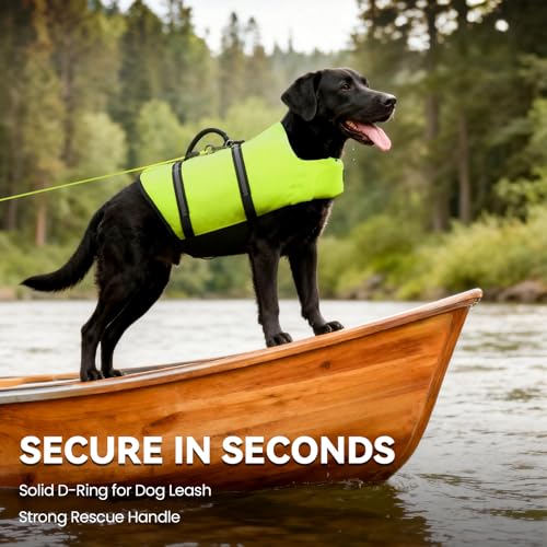 VIVAGLORY Rip Stop Dog Life Vest XXS – Bright Yellow Flotation Jacket with Handle and Reflective Trim