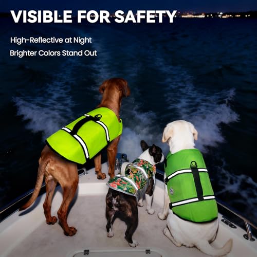 VIVAGLORY Rip Stop Dog Life Vest XXS – Bright Yellow Flotation Jacket with Handle and Reflective Trim