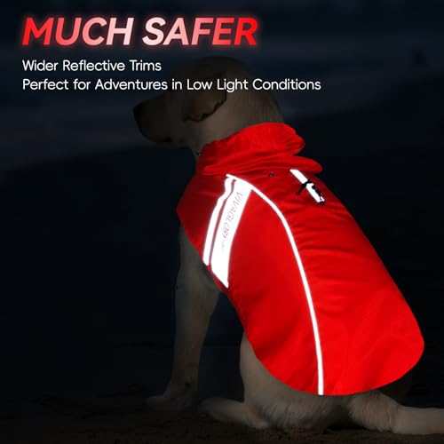 VIVAGLORY Wetoff Dog Raincoat - XS Red, Waterproof with Reflective Strips and Harness Hole