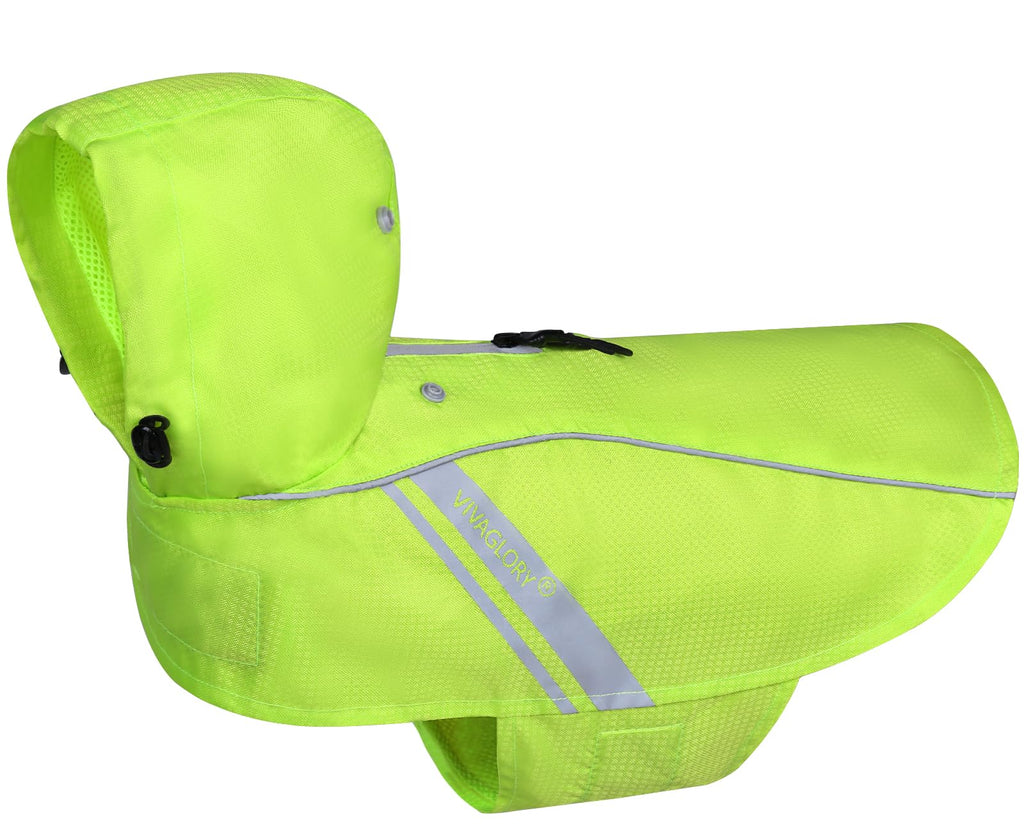 VIVAGLORY Wetoff Dog Raincoat Size S – Water-Repellent, Reflective, Lightweight Rain Jacket for Small Dogs (Bright Yellow)