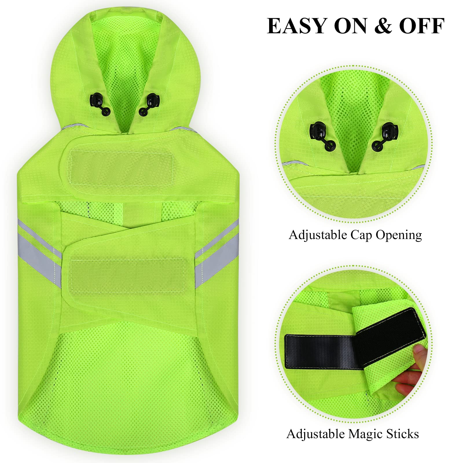 VIVAGLORY Wetoff Dog Raincoat Size S – Water-Repellent, Reflective, Lightweight Rain Jacket for Small Dogs (Bright Yellow)
