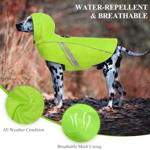 VIVAGLORY Wetoff Dog Raincoat Size S – Water-Repellent, Reflective, Lightweight Rain Jacket for Small Dogs (Bright Yellow)