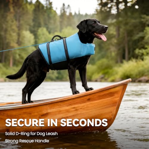 VIVAGLORY XXS Blue Ripstop Dog Life Jacket – Buoyancy Vest with Handle for Small Dogs & Puppies