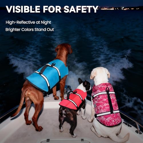 VIVAGLORY XXS Blue Ripstop Dog Life Jacket – Buoyancy Vest with Handle for Small Dogs & Puppies