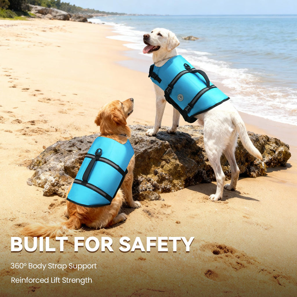 VIVAGLORY XXS Blue Ripstop Dog Life Jacket – Buoyancy Vest with Handle for Small Dogs & Puppies