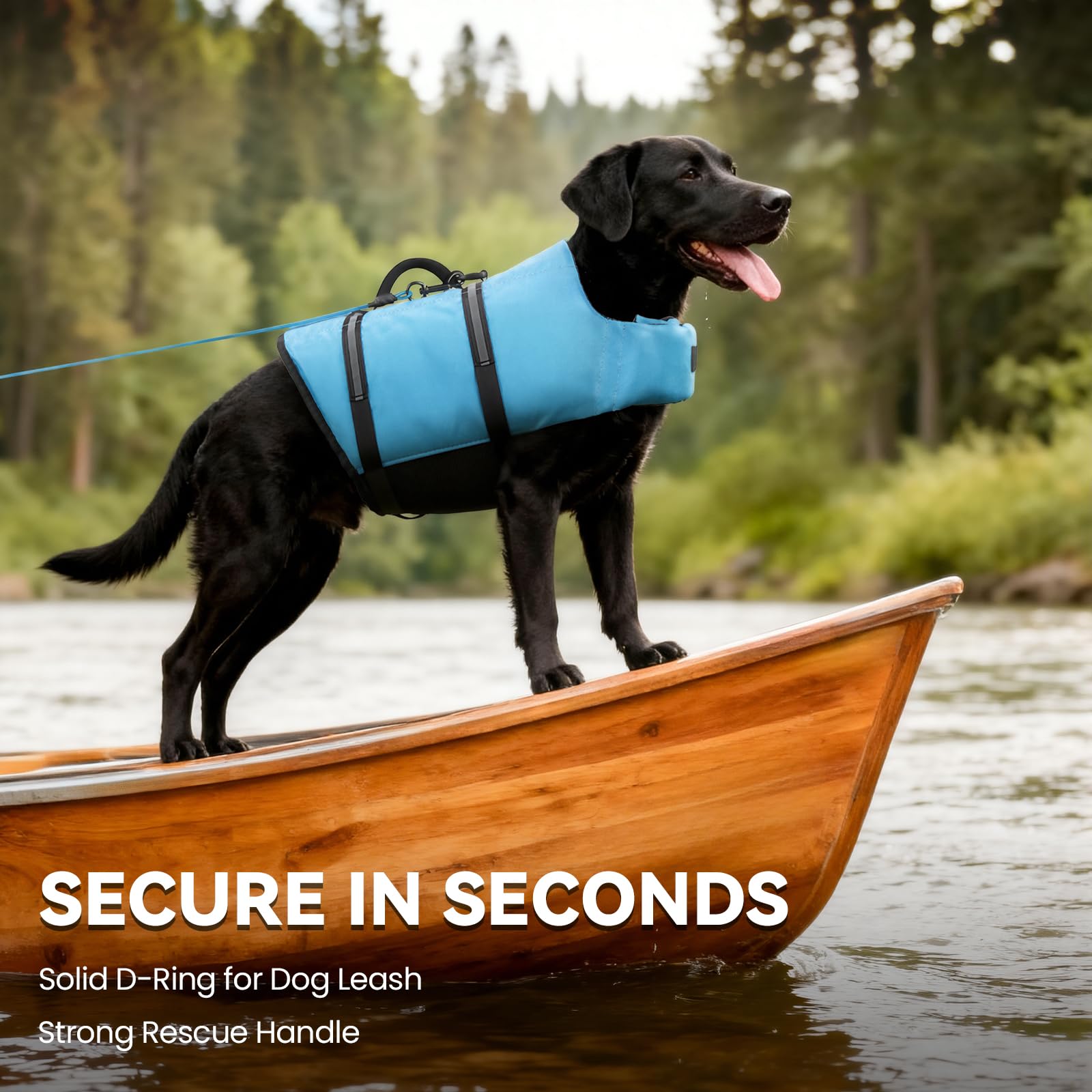 VIVAGLORY XXS Blue Ripstop Dog Life Jacket – Buoyancy Vest with Handle for Small Dogs & Puppies